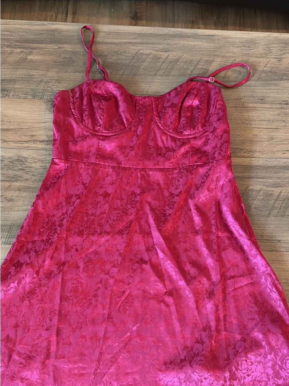 Princess Polly Floral Jacquard Slip Dress in Fuchsia